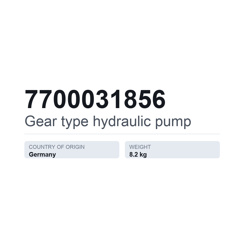 Hydraulische Zahnradpumpe 7700031856 — technisches Datenblatt