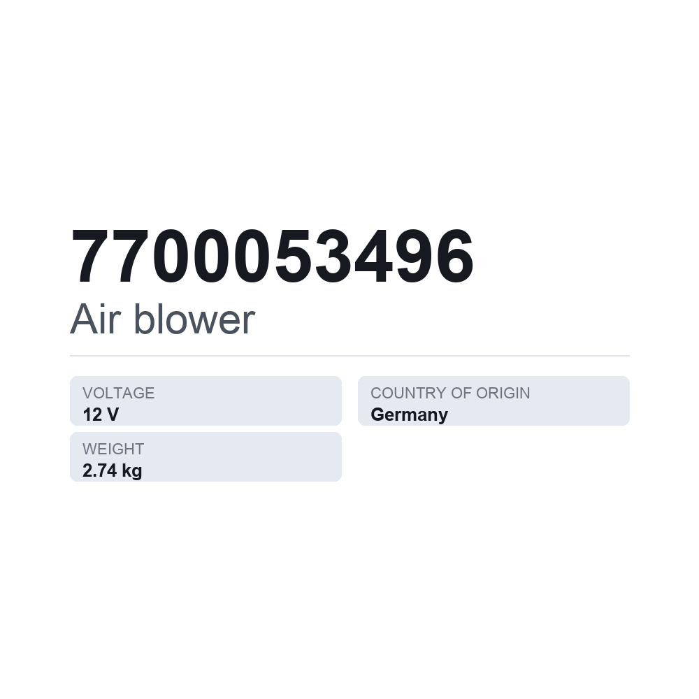Innenraumgebläse 7700053496 — technisches Datenblatt