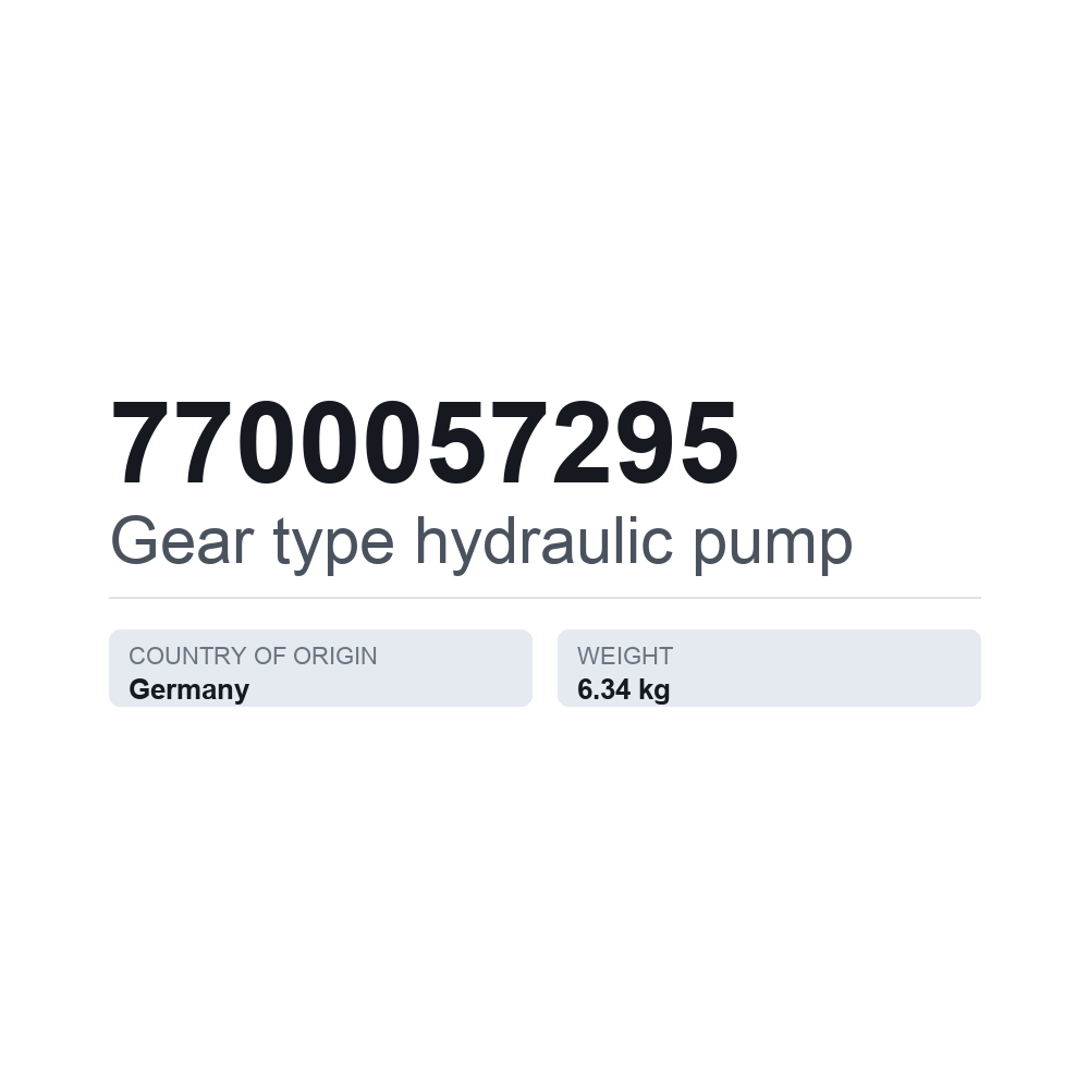 Hydraulische Zahnradpumpe 7700057295 — technisches Datenblatt