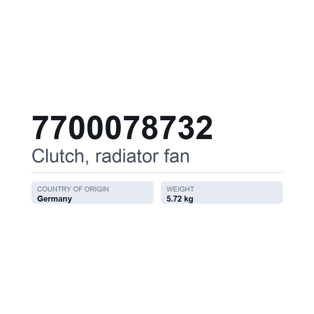 Jäähdyttimen puhaltimen kytkin 7700078732 — tekninen tietokortti