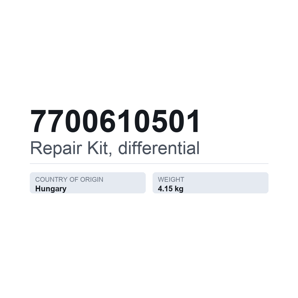 Reparatursatz, Differential 7700610501 — technisches Datenblatt