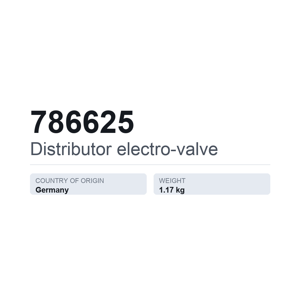 Magnetventil, Steuerblock 786625 — technisches Datenblatt