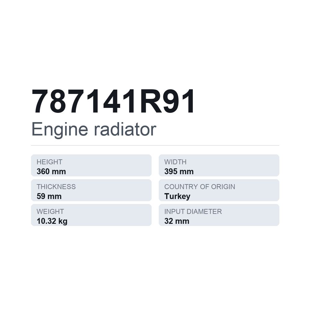 Motorkühler 787141R91 — technisches Datenblatt