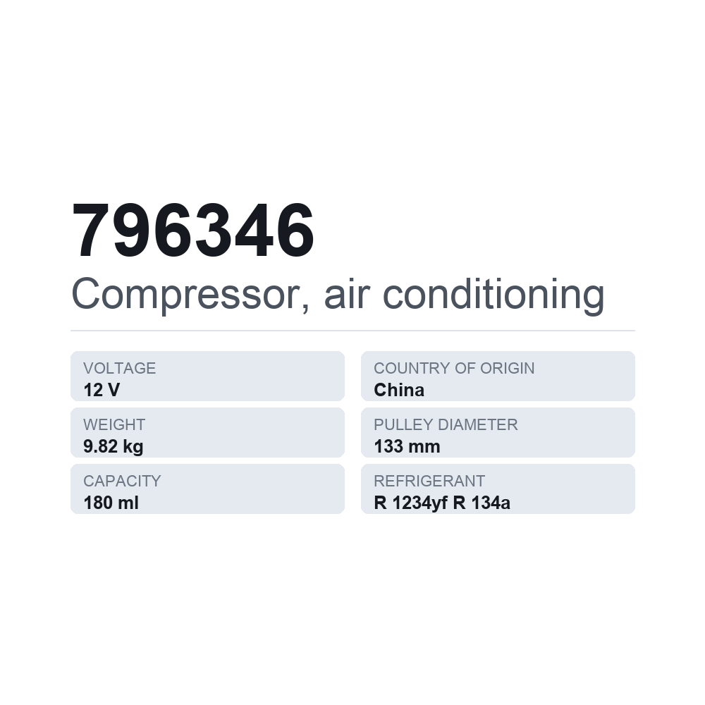 Klimakompressor 796346 — technisches Datenblatt