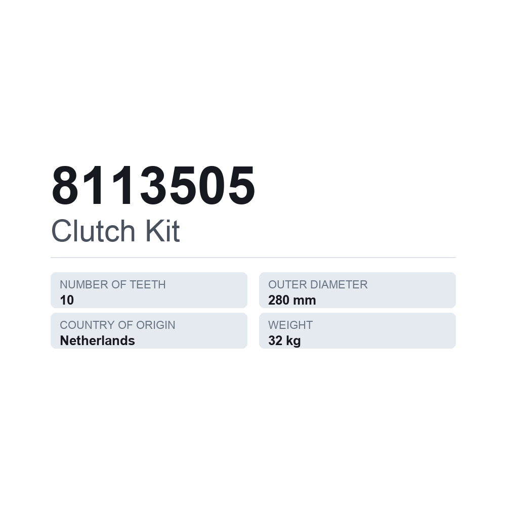 Kupplungssatz 8113505 — technisches Datenblatt
