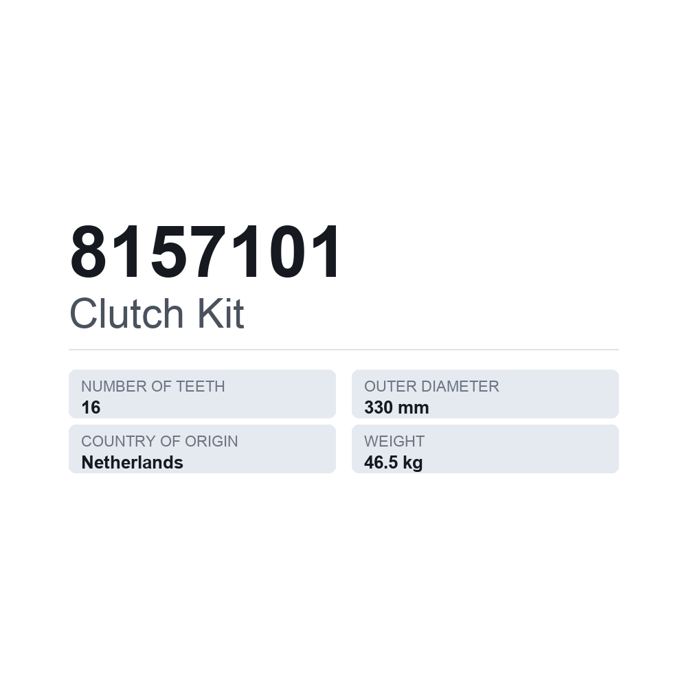 Koblingssæt 8157101 — teknisk datablad