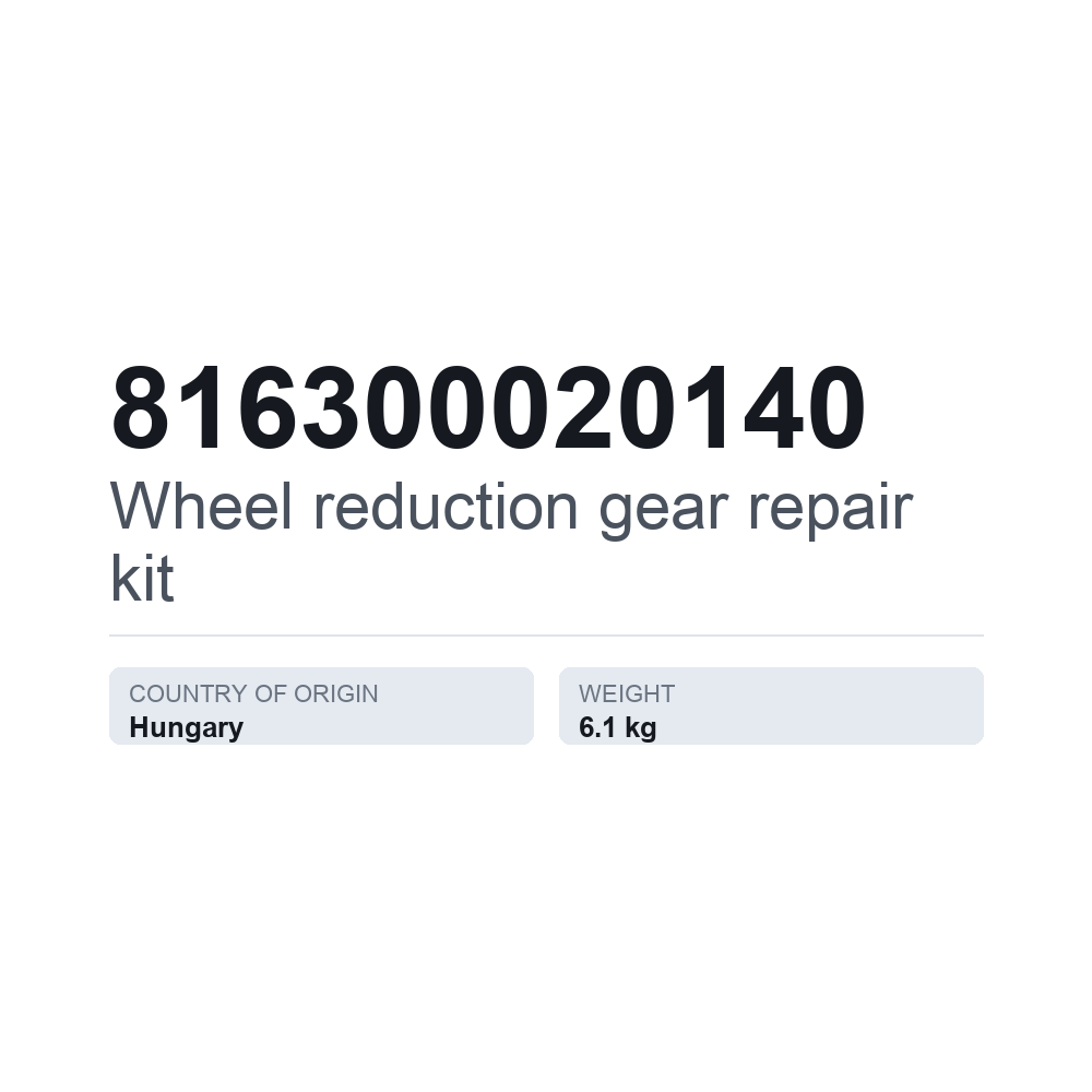 Reparationssæt, navreduktionsgear 816300020140 — teknisk datablad