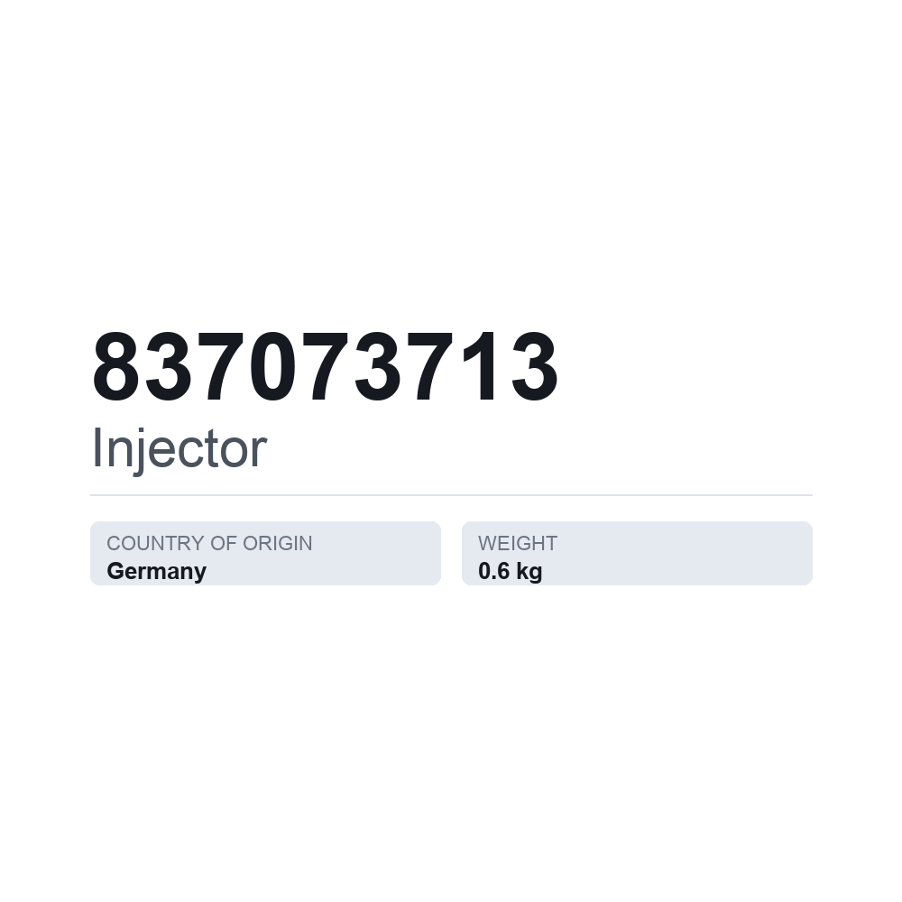 Indsprøjtningsdyse 837073713 — teknisk datablad