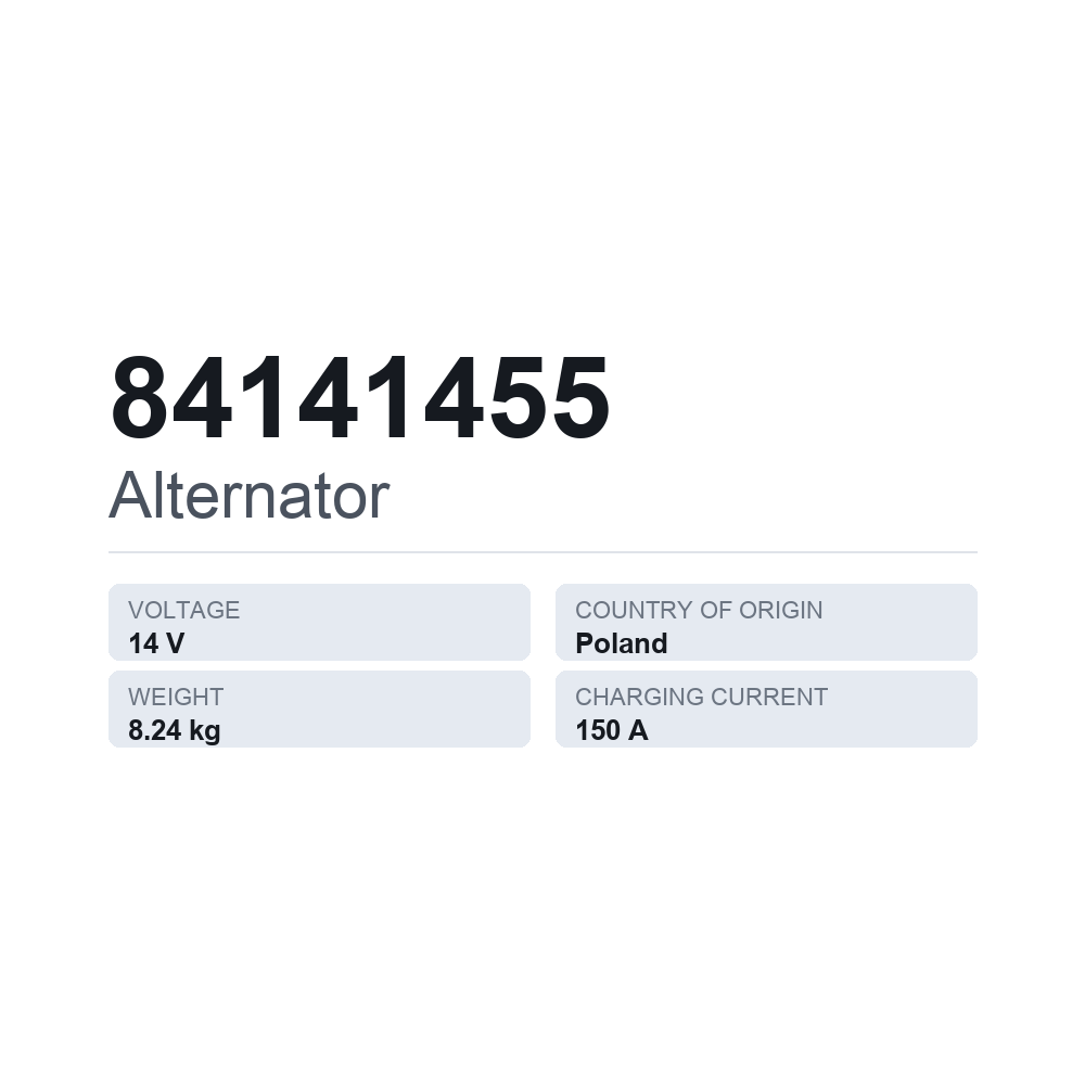 Generator 84141455 — teknisk datablad