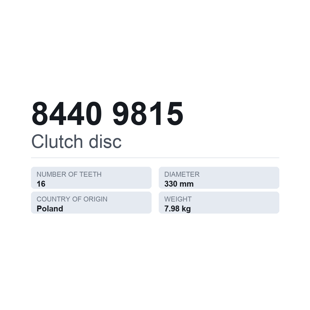 Kupplungsscheibe 8440 9815 — technisches Datenblatt