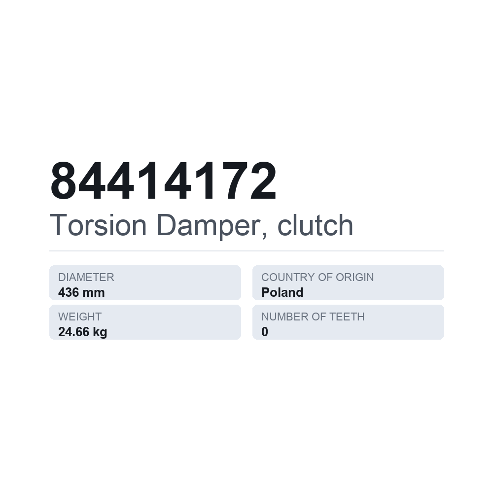 Torsionsdämpfer, Kupplung 84414172 — technisches Datenblatt