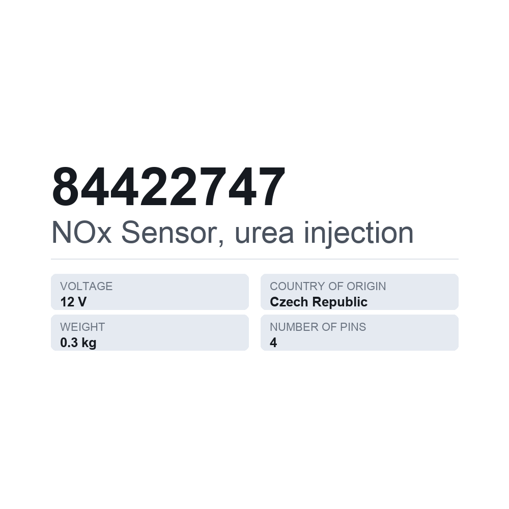 NOx-sensor, urinstofindsprøjtning 84422747 — teknisk datablad