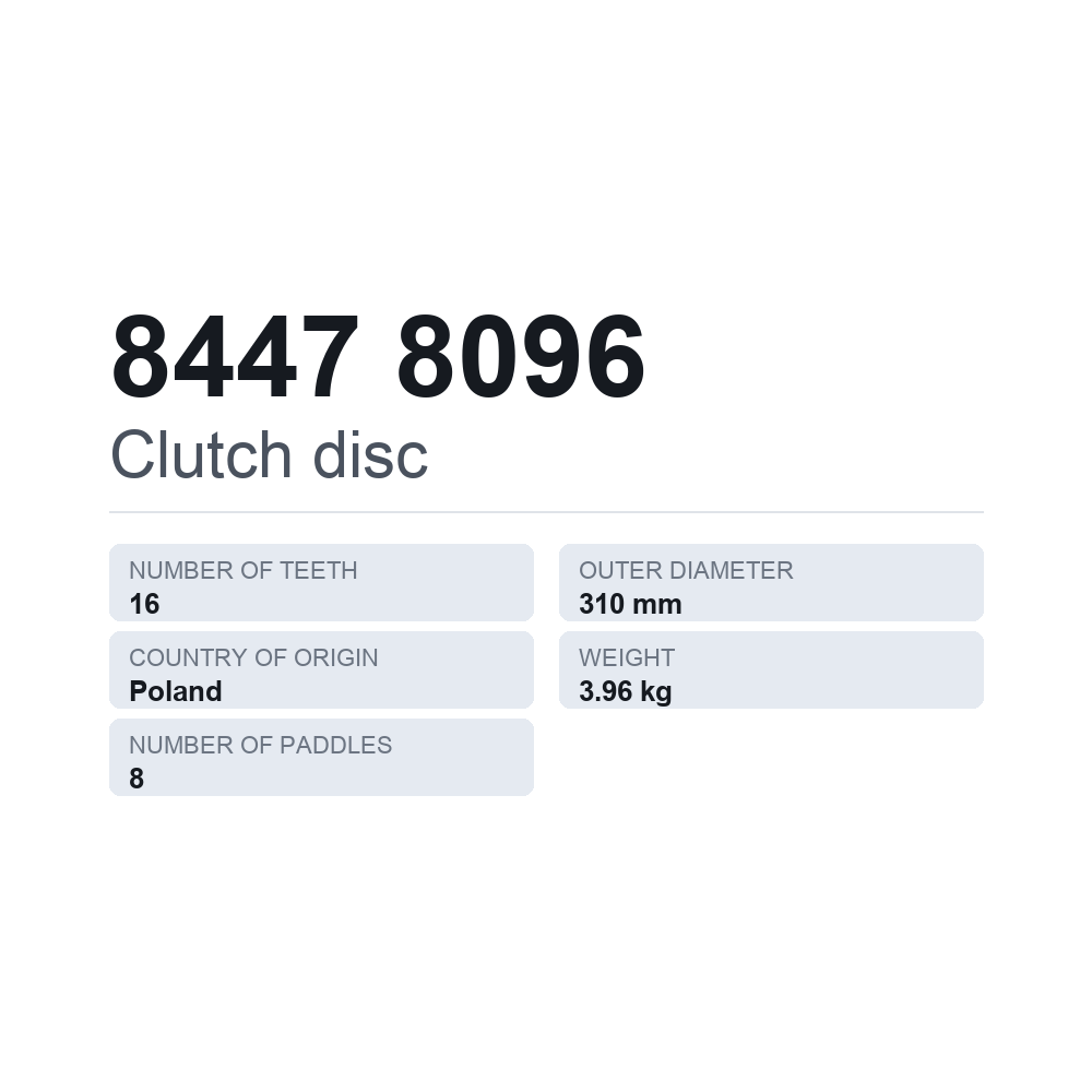 Kupplungsscheibe 8447 8096 — technisches Datenblatt