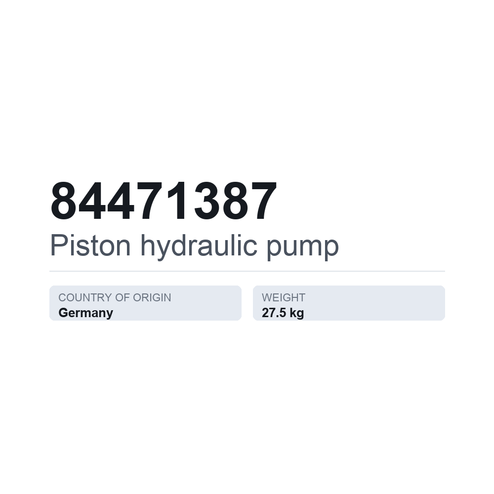 Hydraulische Kolbenpumpe 84471387 — technisches Datenblatt