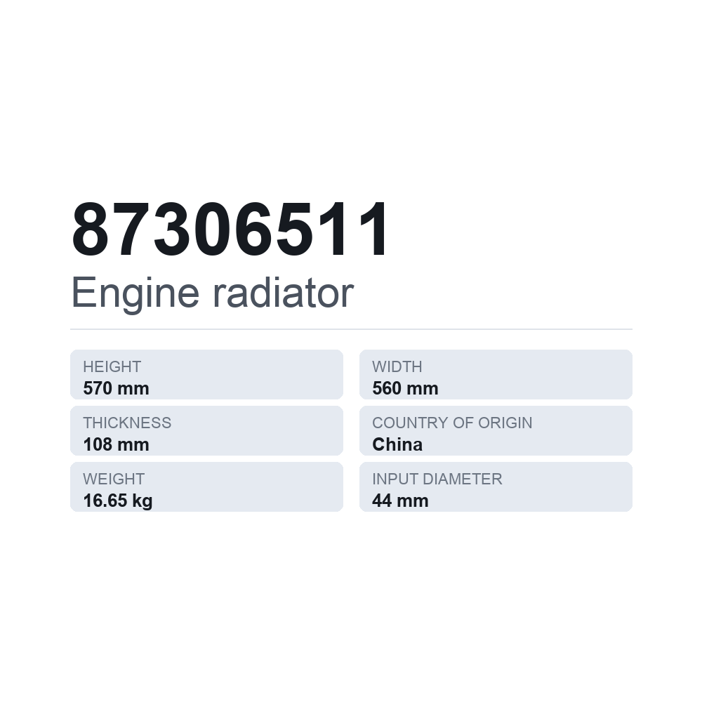 Motorkühler 87306511 — technisches Datenblatt
