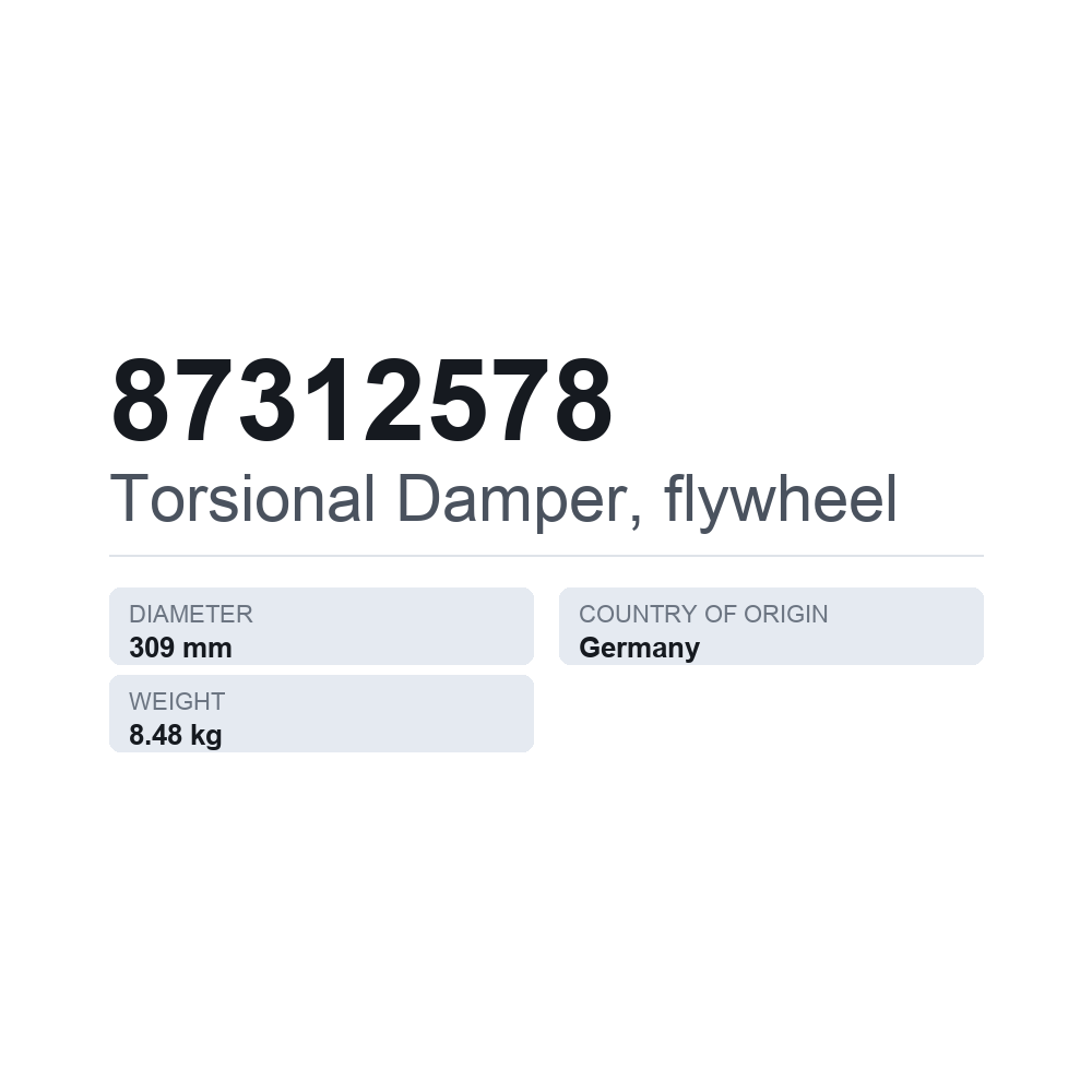 Torsionsdämpfer, Schwungrad 87312578 — technisches Datenblatt