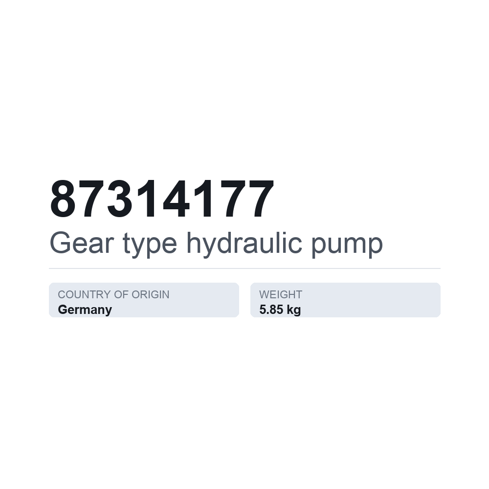Hydraulische Zahnradpumpe 87314177 — technisches Datenblatt