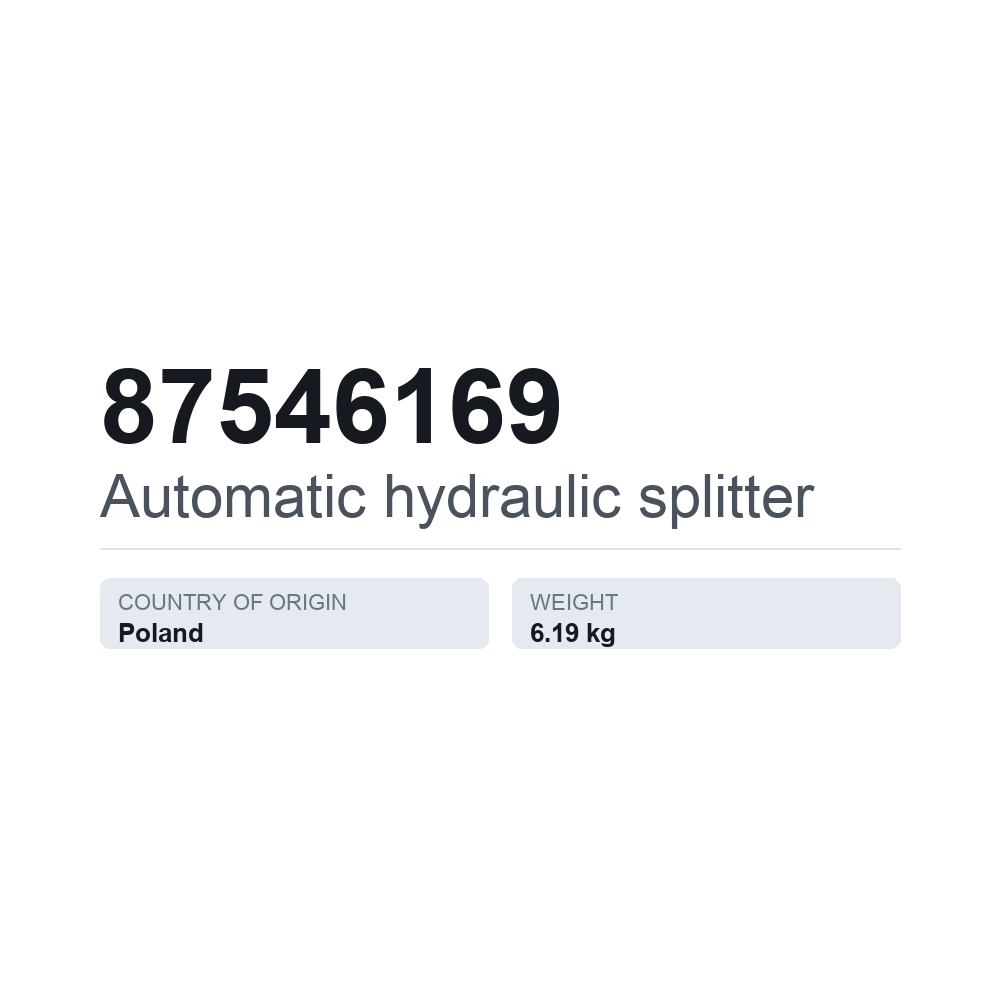 Hydraulisk styrventil, automatisk 87546169 — tekniskt datablad