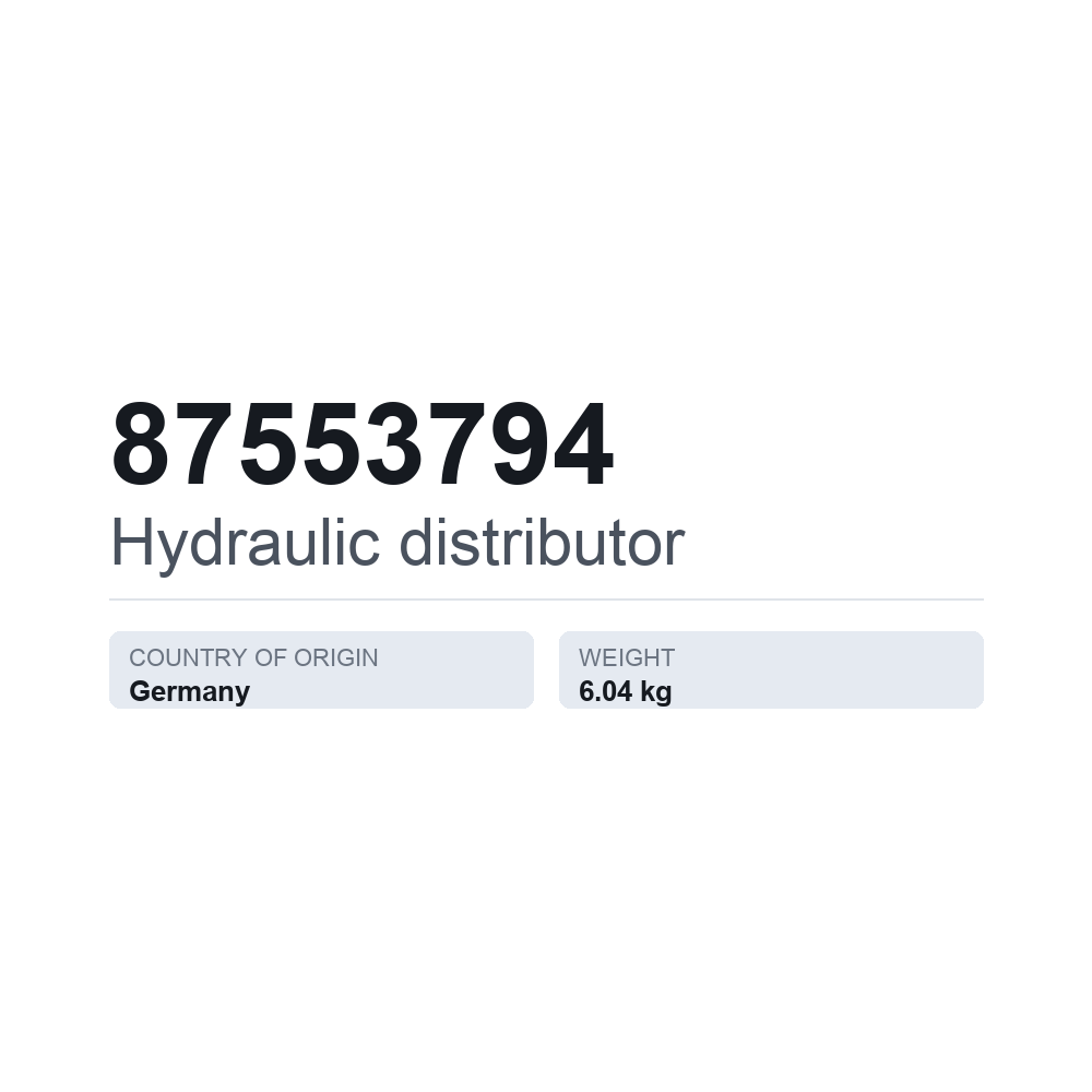 Hydraulikverteiler 87553794 — technisches Datenblatt