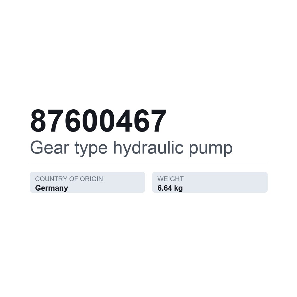 Hydraulische Zahnradpumpe 87600467 — technisches Datenblatt