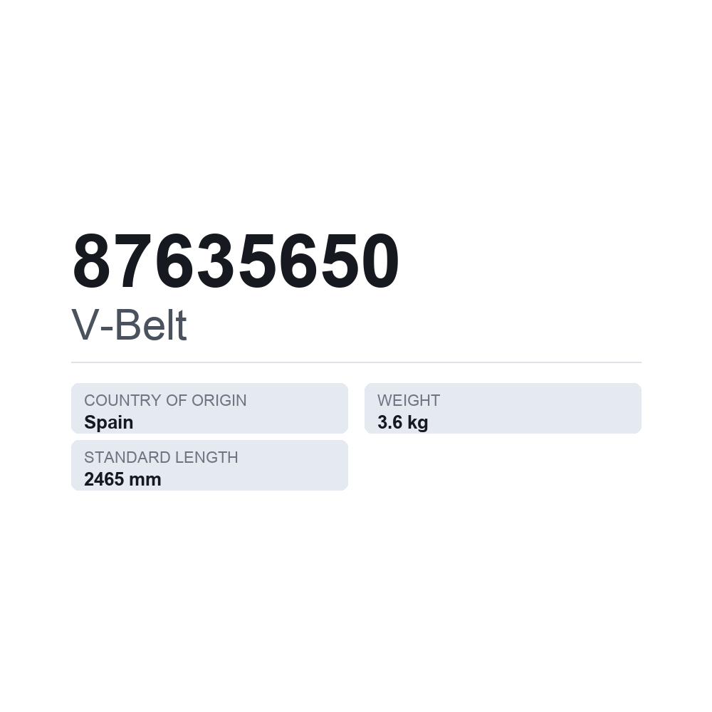 Kiilahihna 87635650 — tekninen tietokortti