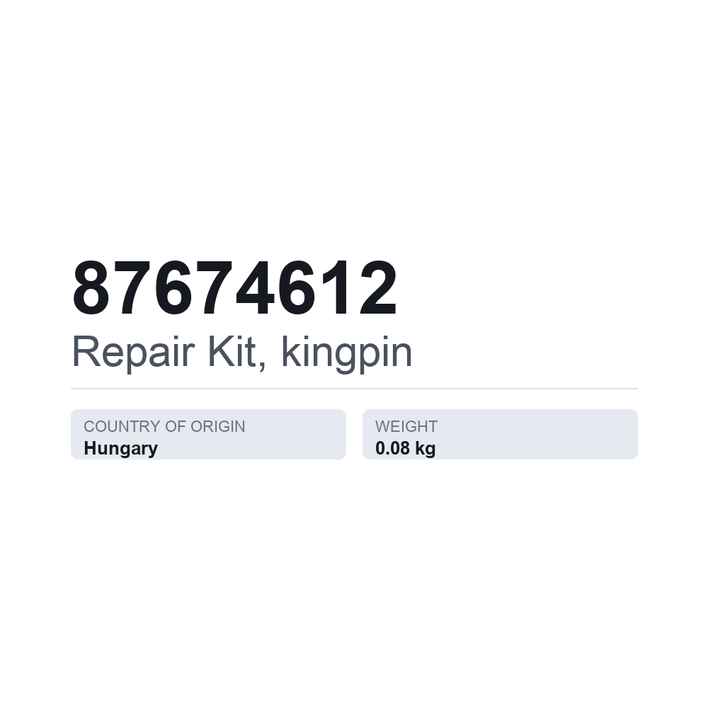 Reparatursatz, Achsschenkelbolzen 87674612 — technisches Datenblatt