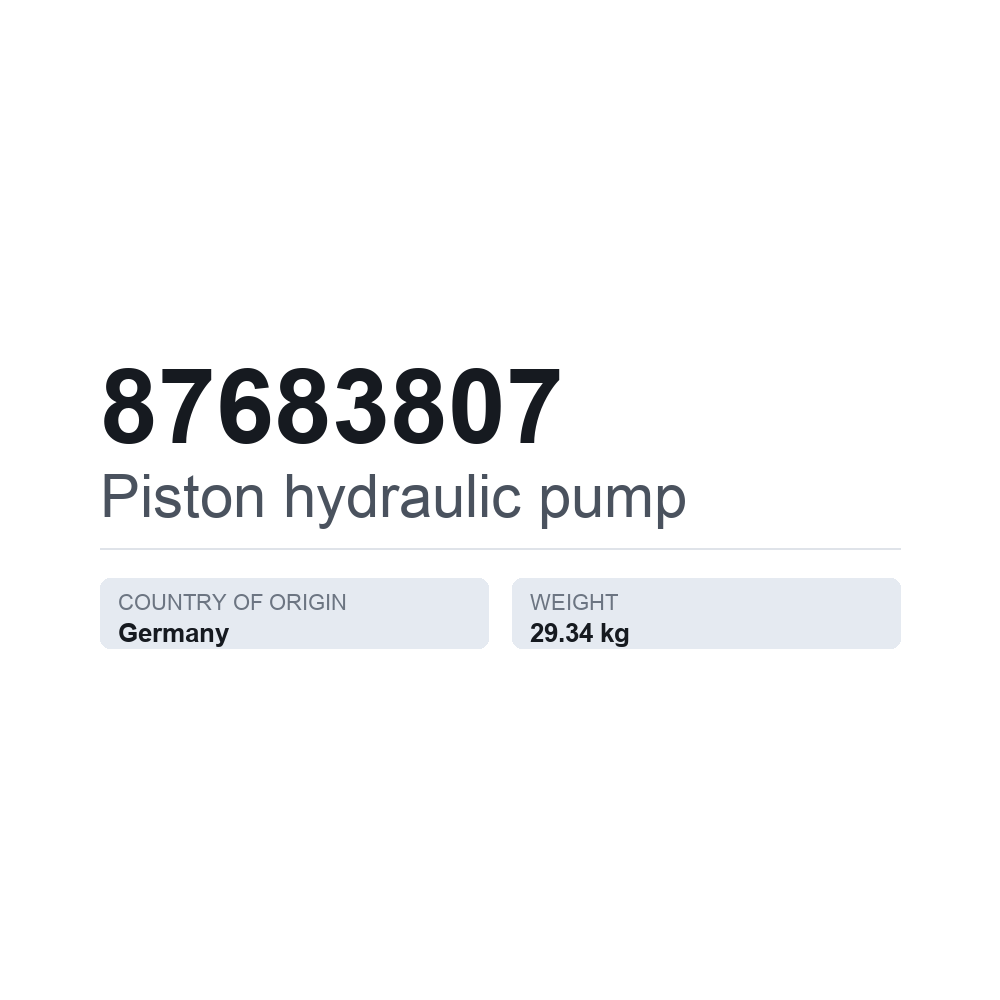 Hydraulische Kolbenpumpe 87683807 — technisches Datenblatt