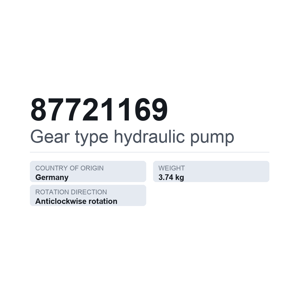 Hydraulische Zahnradpumpe 87721169 — technisches Datenblatt