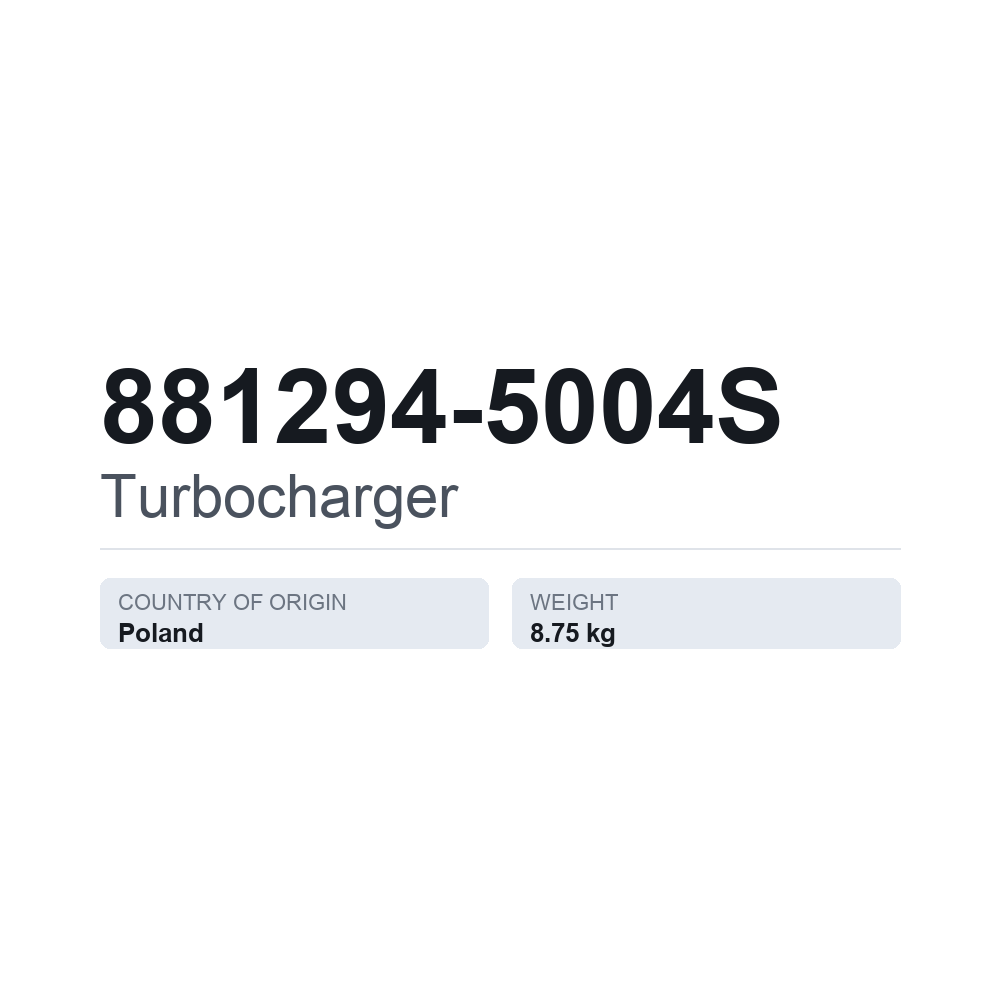 Turbolader 881294-5004S — teknisk datablad