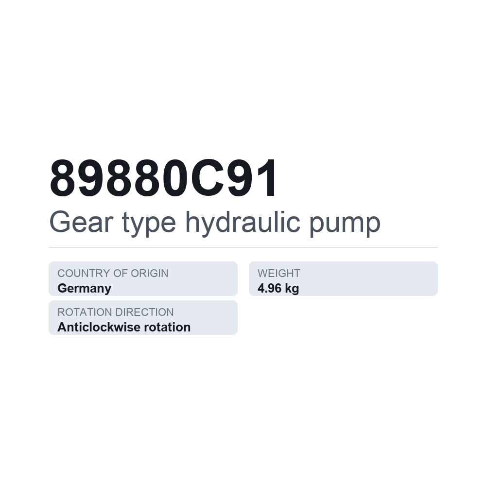 Hydraulische Zahnradpumpe 89880C91 — technisches Datenblatt