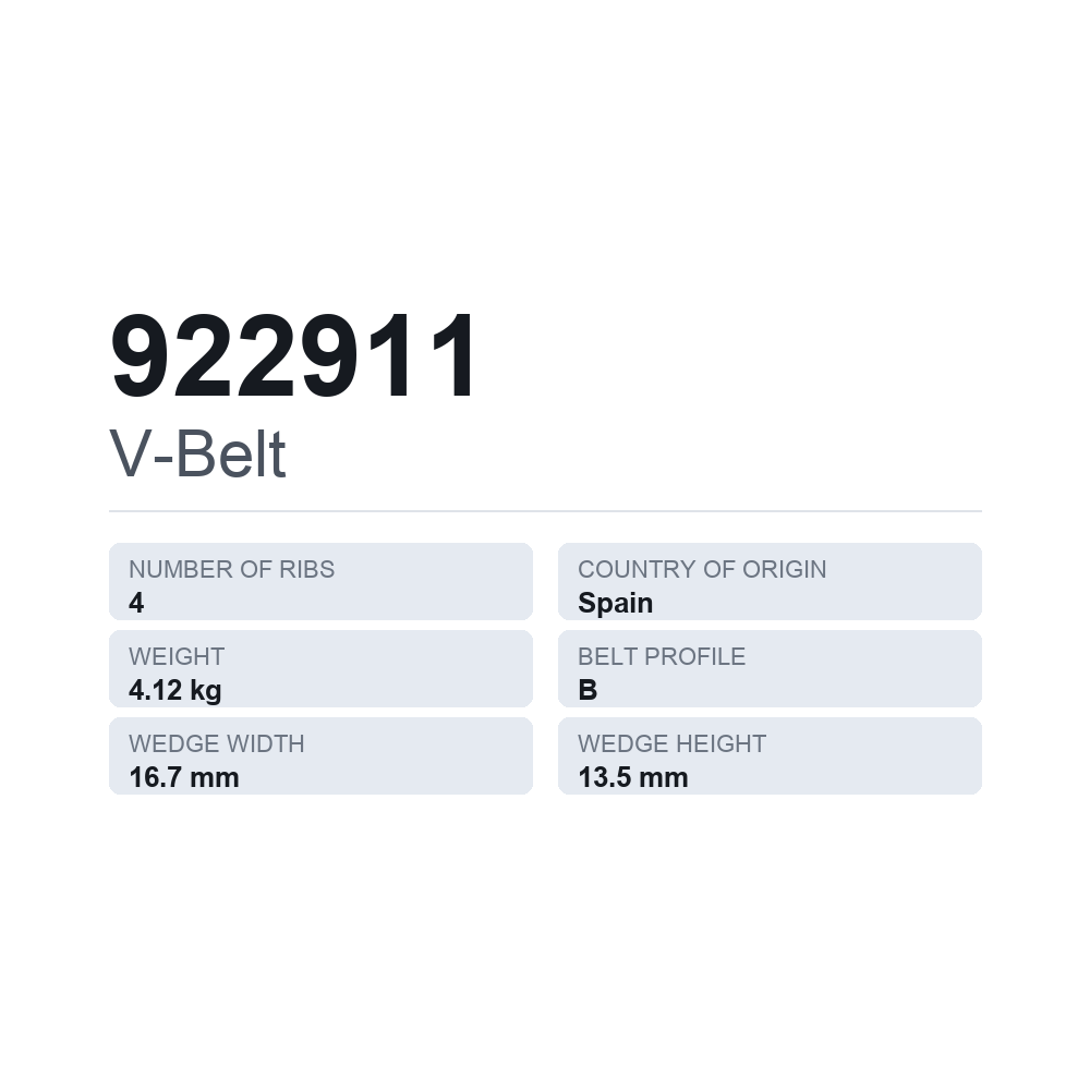 Kiilahihna 922911 — tekninen tietokortti
