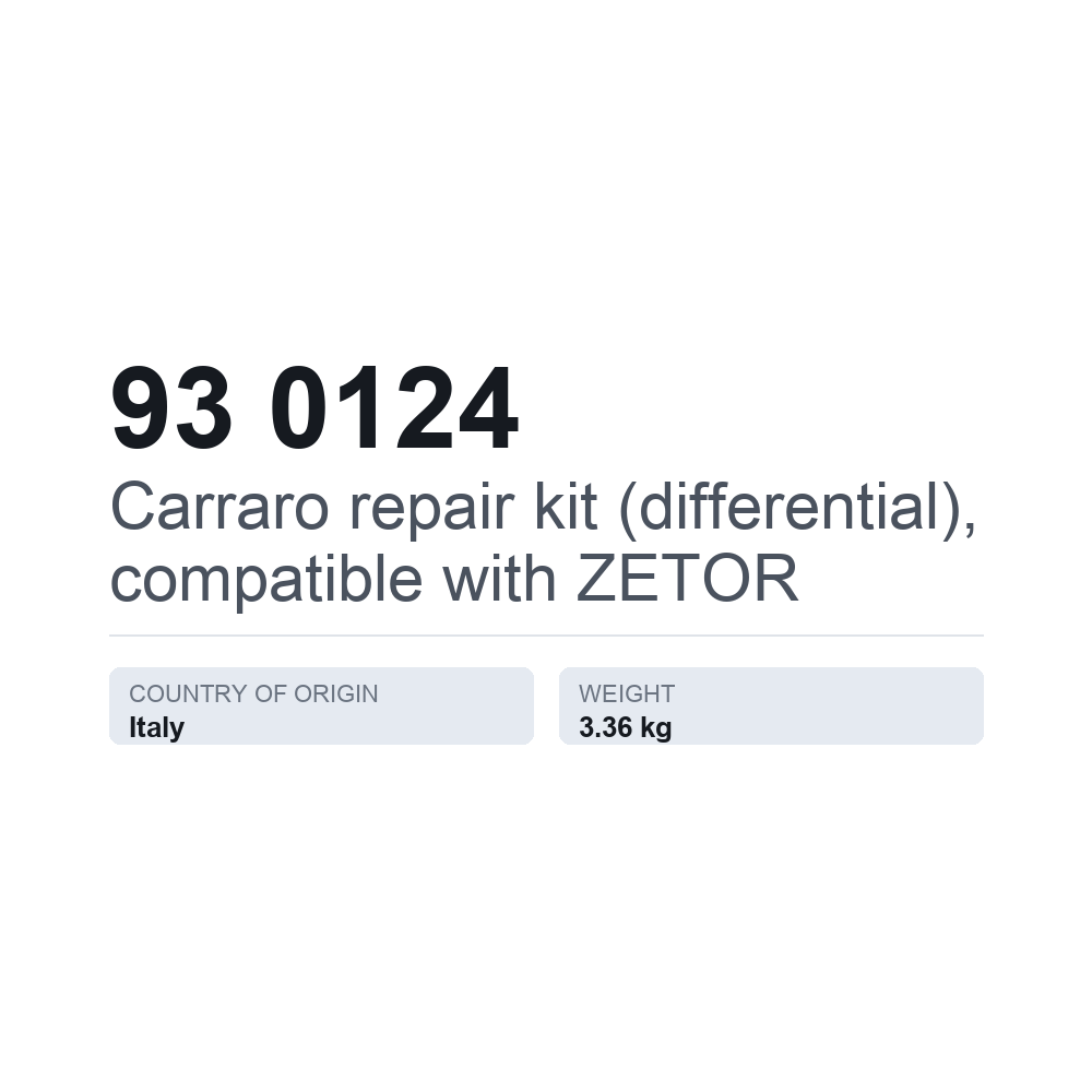 Carraro reparationssats (differential), passar till ZETOR 93 0124 — tekniskt datablad