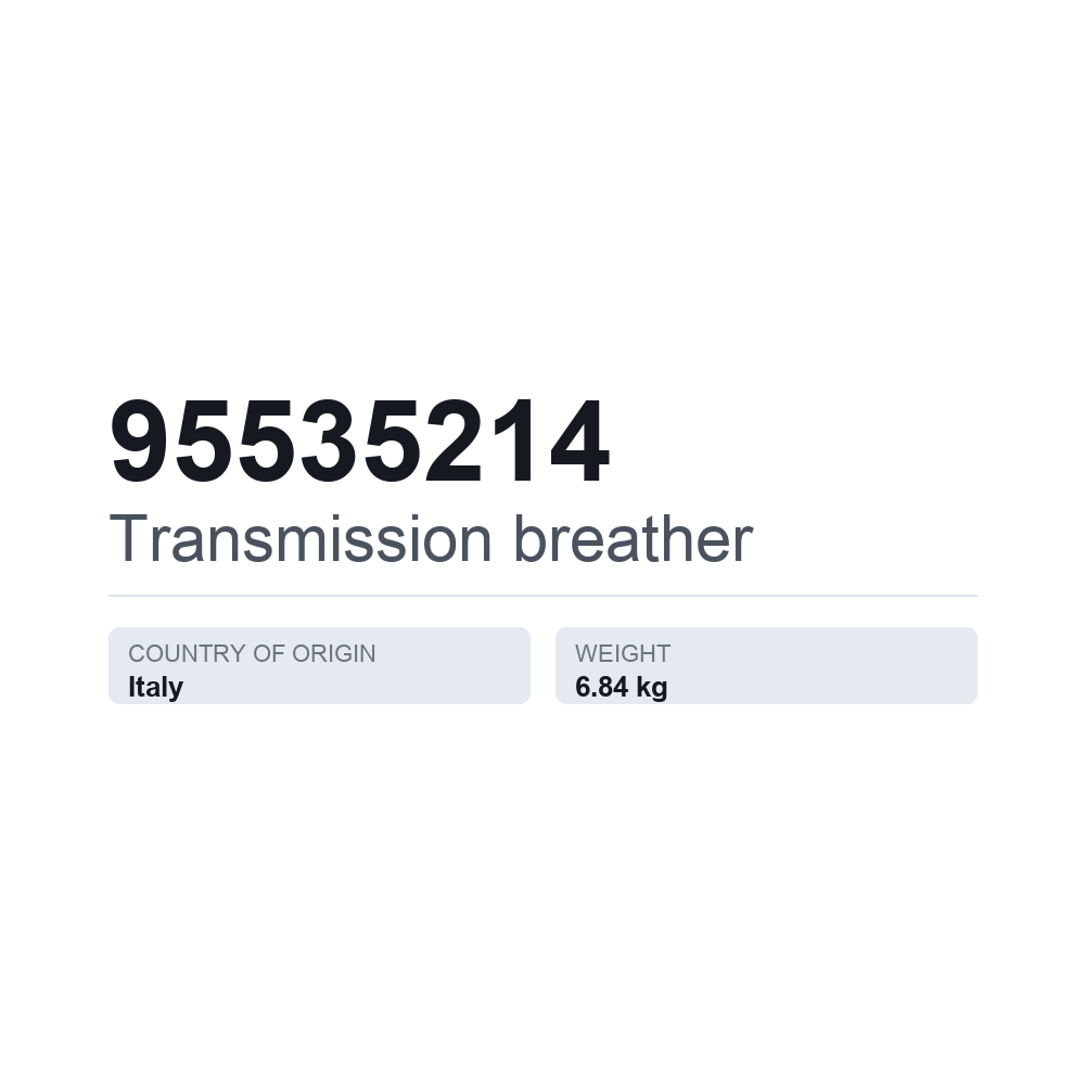 Udluftning, gearkasse 95535214 — teknisk datablad