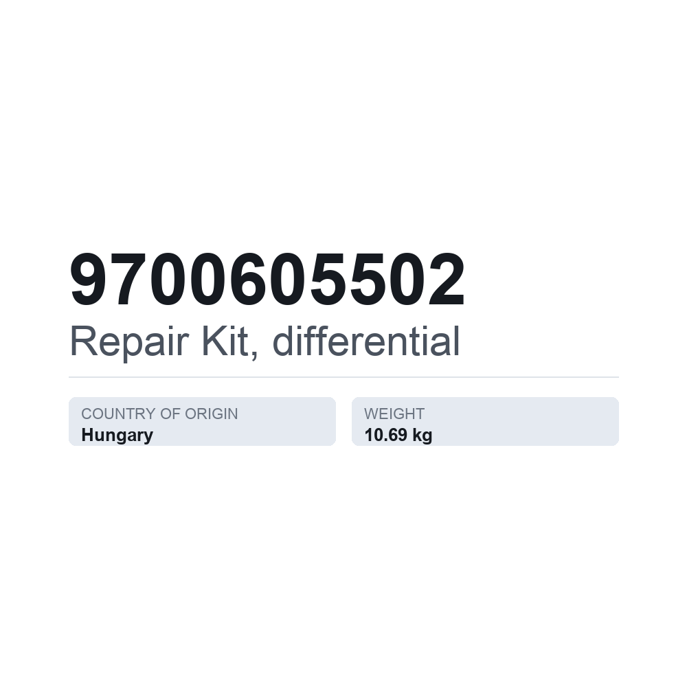 Reparatursatz, Differential 9700605502 — technisches Datenblatt