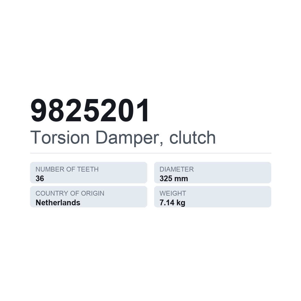 Torsionsdämpfer, Kupplung 9825201 — technisches Datenblatt