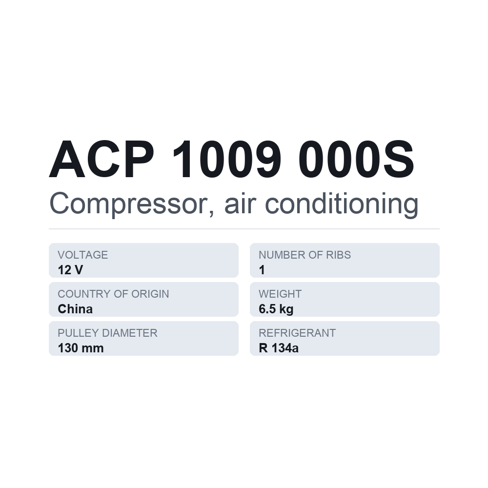 Kompressor, klimaanlæg ACP 1009 000S — teknisk datablad