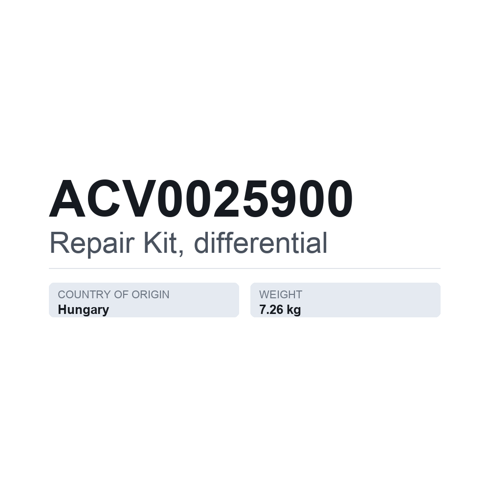 Reparatursatz, Differential ACV0025900 — technisches Datenblatt