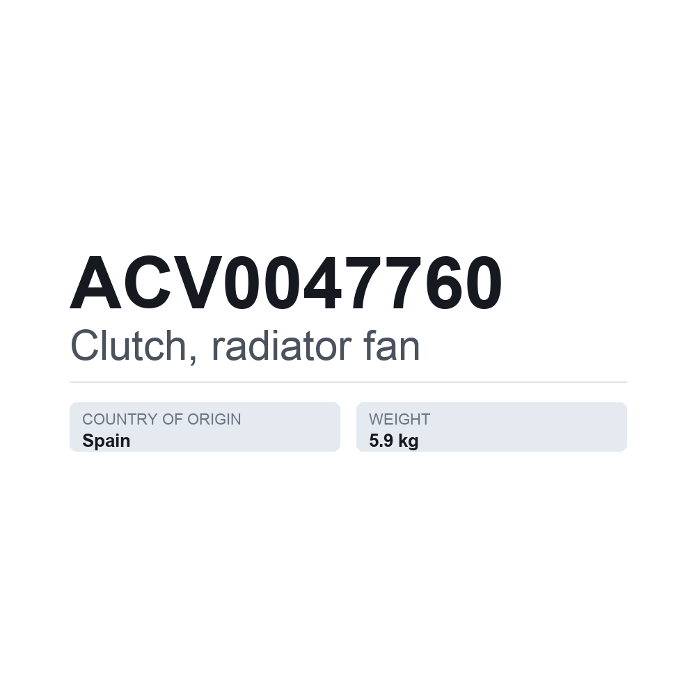 Kupplung, Kühlerlüfter ACV0047760 — technisches Datenblatt