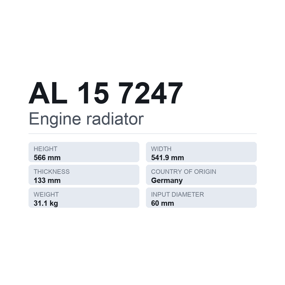 Motorkühler AL 15 7247 — technisches Datenblatt