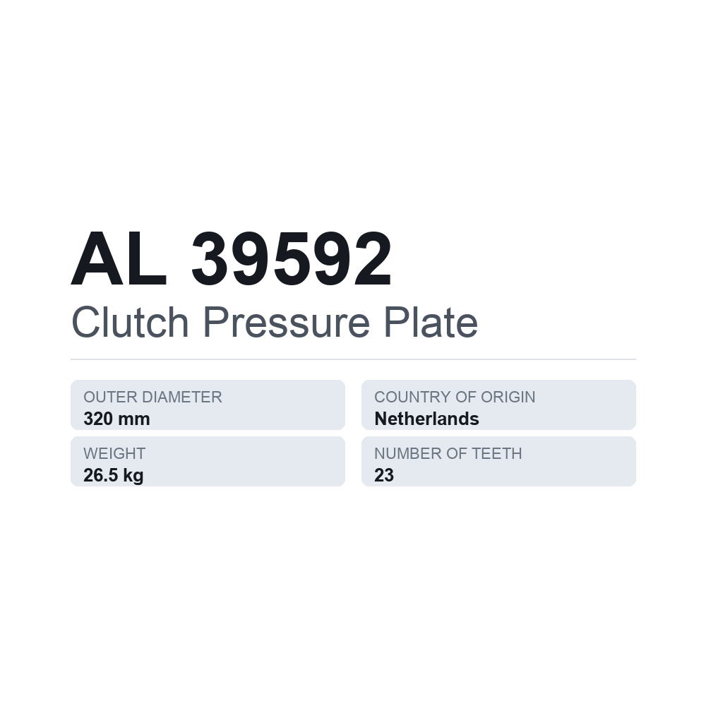 Kupplungsdruckplatte AL 39592 — technisches Datenblatt