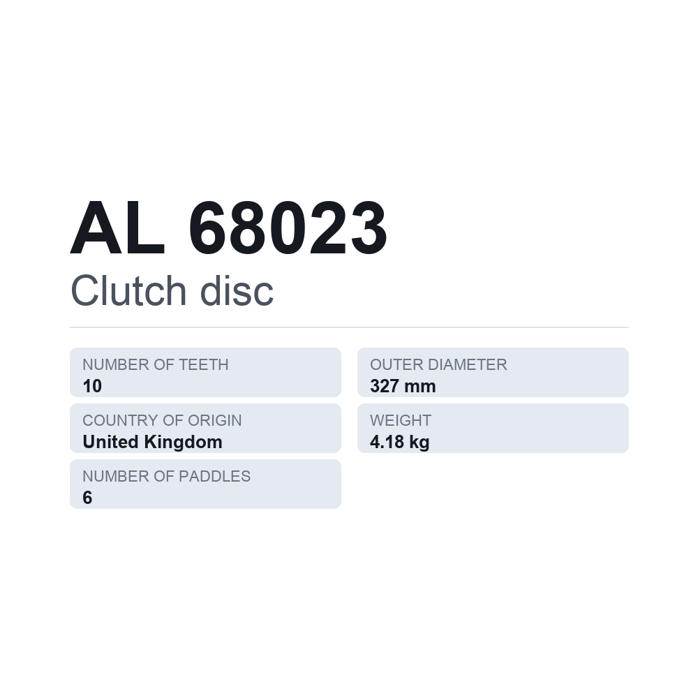 Kupplungsscheibe AL 68023 — technisches Datenblatt