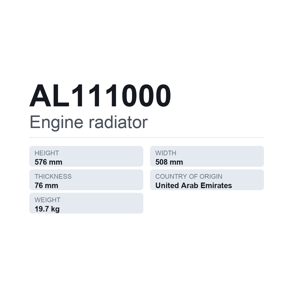 Motorkühler AL111000 — technisches Datenblatt