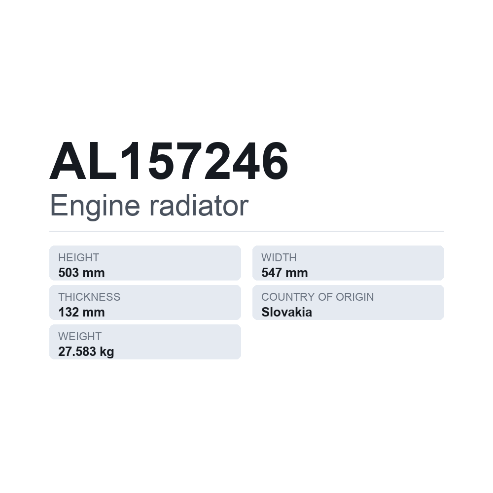 Motorkühler AL157246 — technisches Datenblatt