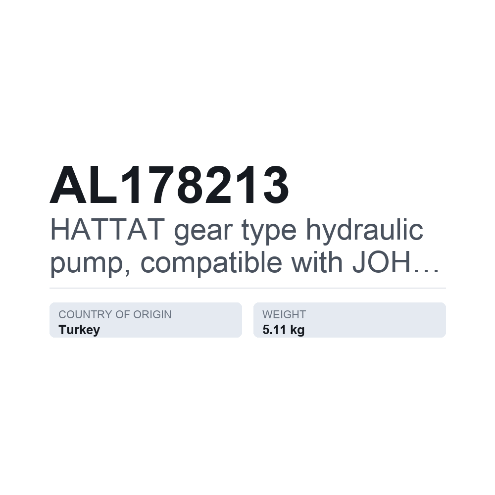 HATTAT Hydraulische Zahnradpumpe, passend für JOHN DEERE AL178213 — technisches Datenblatt