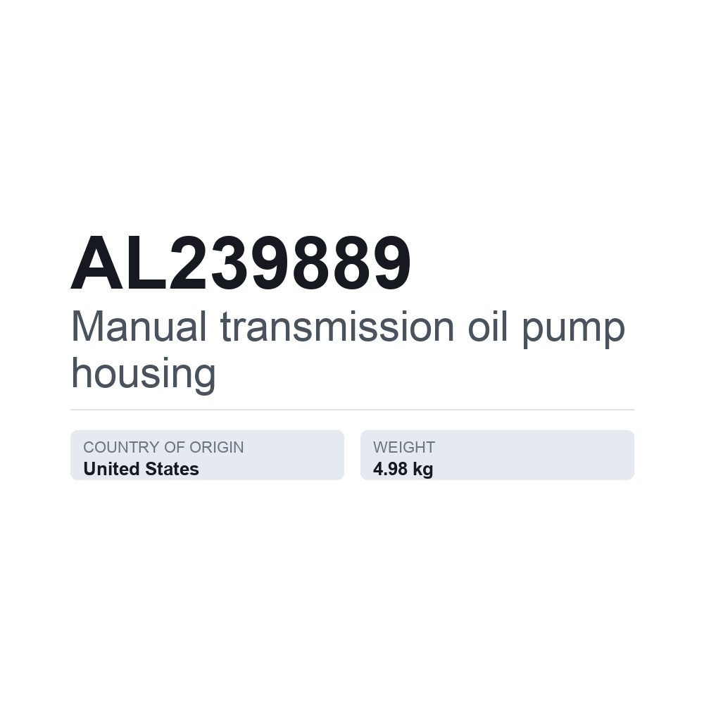 Oliepumpehus, manuel gearkasse AL239889 — teknisk datablad