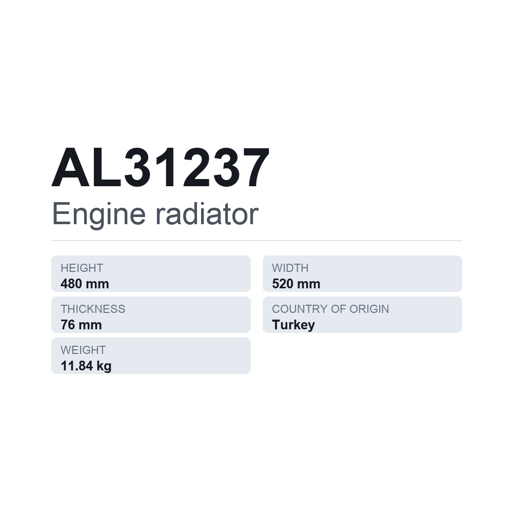 Motorkühler AL31237 — technisches Datenblatt