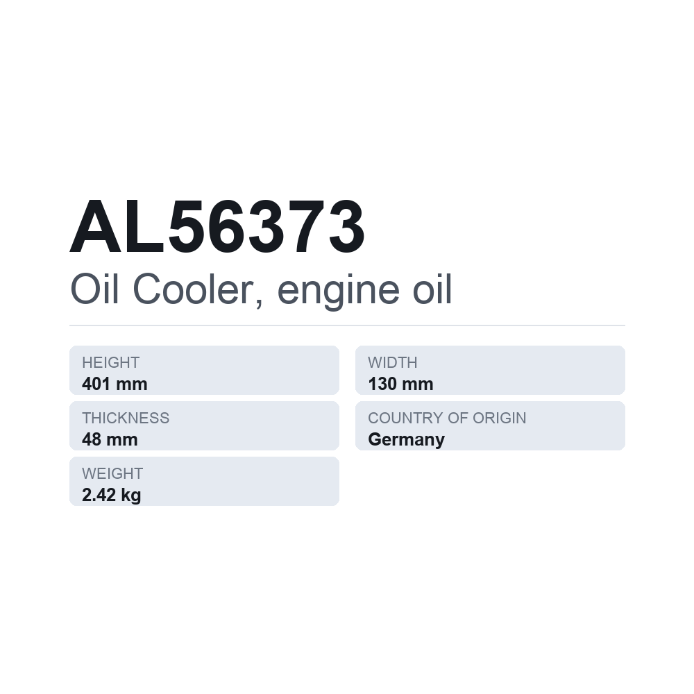 Ölkühler, Motoröl AL56373 — technisches Datenblatt