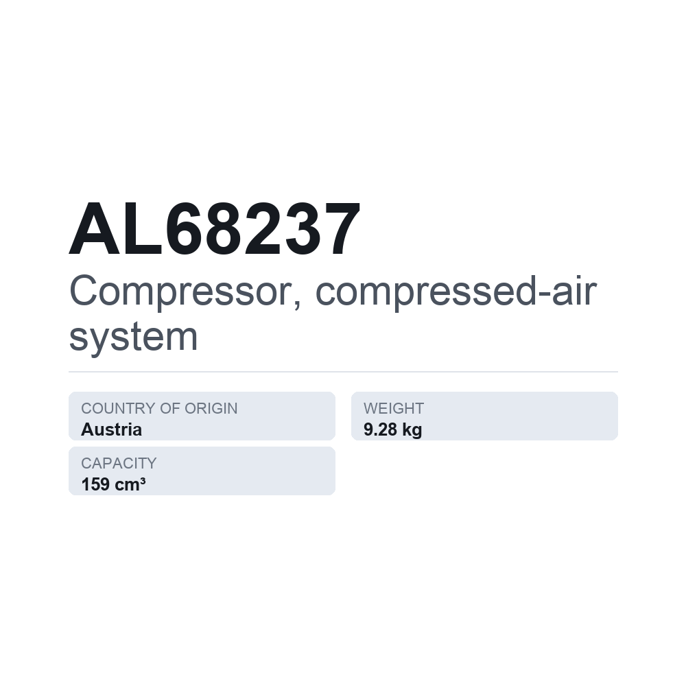 Kompressor, Druckluftanlage AL68237 — technisches Datenblatt