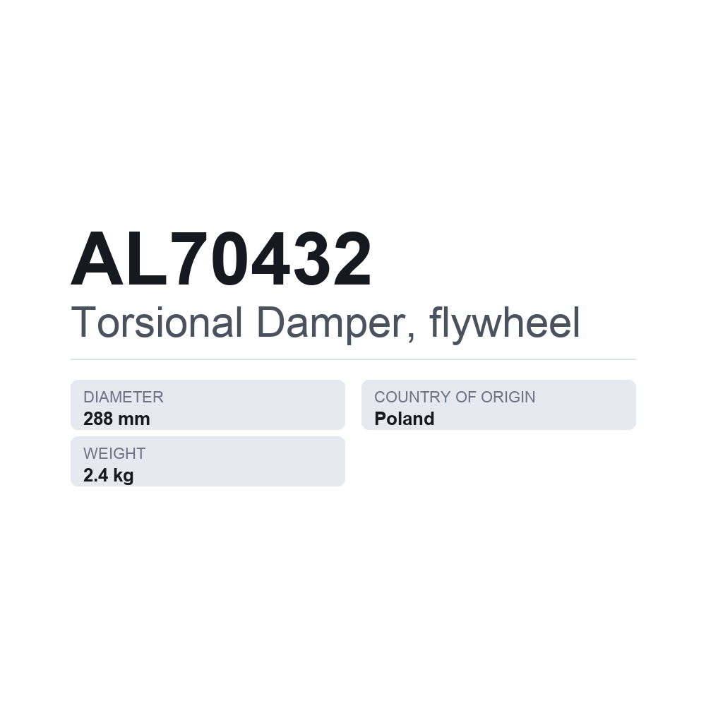Torsionsdæmper, svinghjul AL70432 — teknisk datablad
