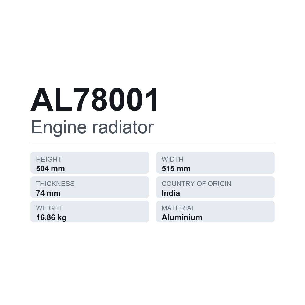 Motorkühler AL78001 — technisches Datenblatt